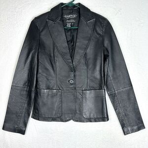 Rampage Leather Jacket Womens Small Black Single Button Front Pockets